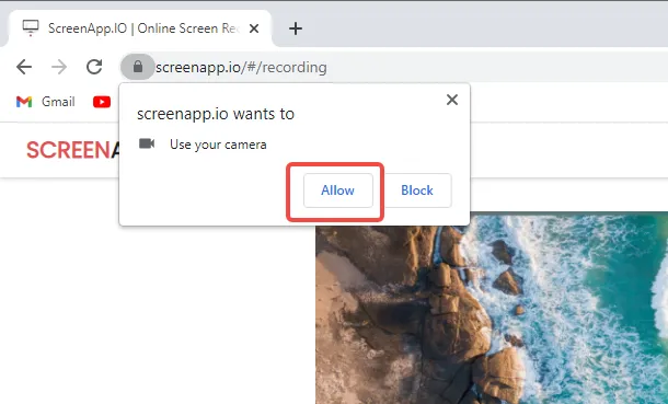 Allow ScreenApp.IO to access your webcam