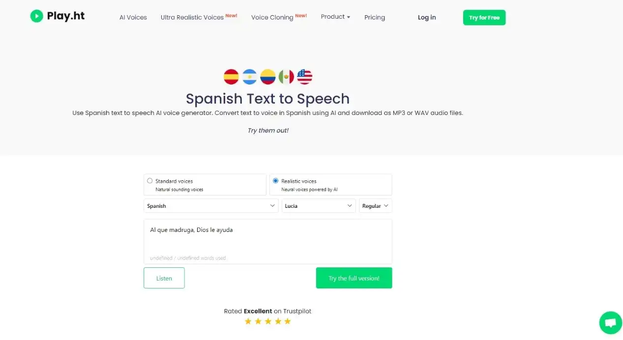 speech spanish text