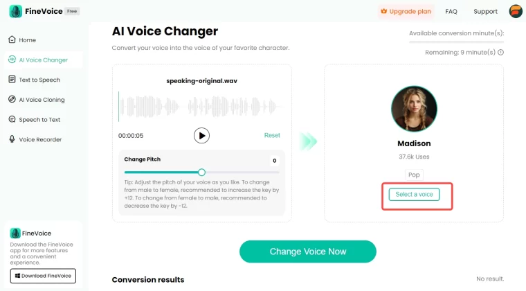 click Select a Voice