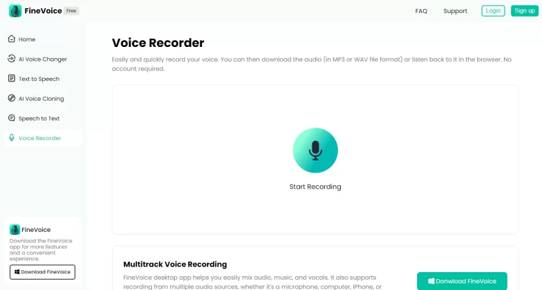 How To Use FineVoice Voice Recorder On Web - FineShare