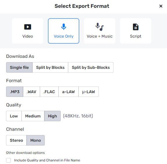 Choose how to export