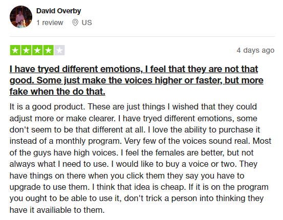 User review of David Overby