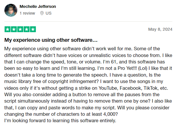 User review of Mechelle Jefferson